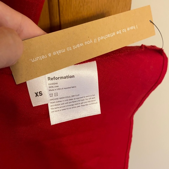 Reformation Rodin Linen Dress - Cherry XS, NWT - Picture 7 of 8